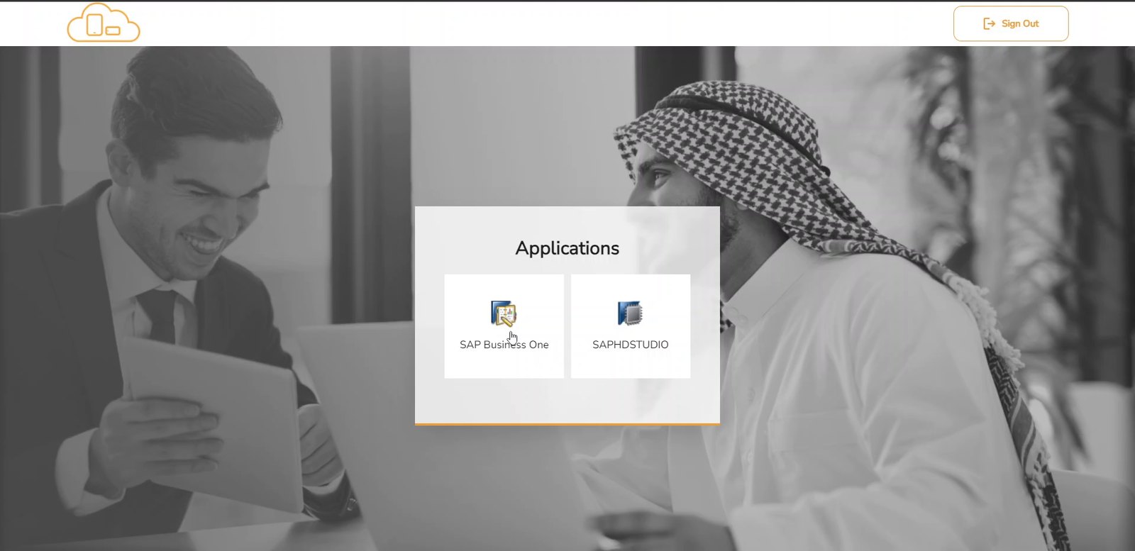 The AppLite Applications portal showing SAP Business One and SAP HANA Studio